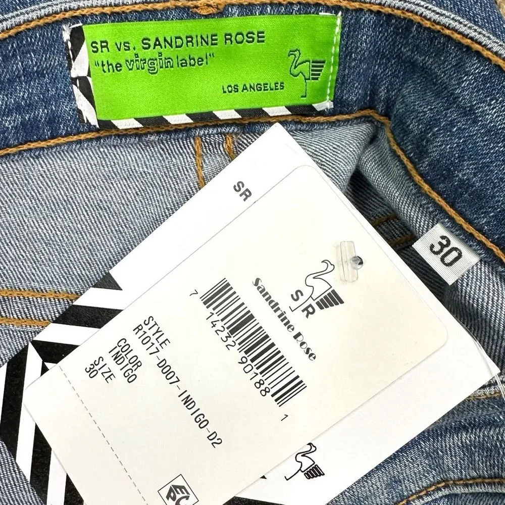 SR vs Sandrine Rose x Free People Blue Indigo Flare Jeans - Size 30 - Picture 7 of 7